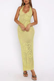 Floral Mesh Halter Cover-Up Dress