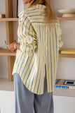 Striped Button-Front Long Sleeve Shirt
