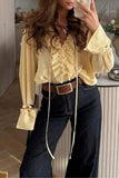 Ruffle-Detail Blouse with Ties