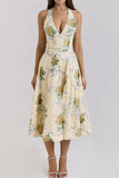 Floral Halter Neck Casual Dress