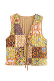 Patchwork Tie-Front Vest