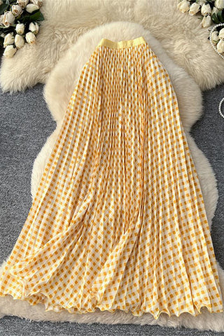Checkered Flowing Maxi Skirt