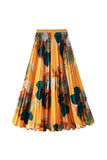 Elegant Pleated Floral Maxi Skirt