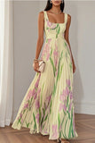 Floral Pleated Vacation Dress