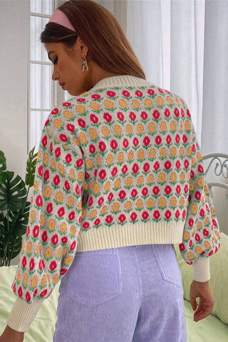 Vibrant Patterned Button Cardigan