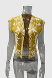 Floral Pattern Open Vest