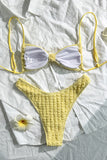 Textured Bikini Set with Floral Accents