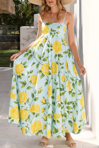Floral Maxi Dress with Spaghetti Straps