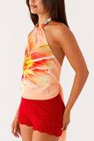 Floral Print Halter Neck Tank Top