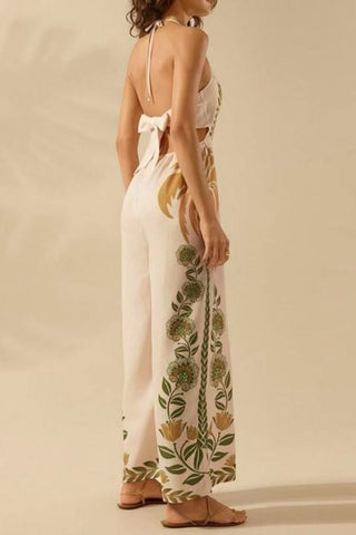Halter Neck Botanical Jumpsuit