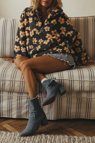 Floral-Print Mock Neck Sweatshirt