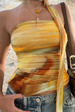 Abstract Print Strapless Tank Top