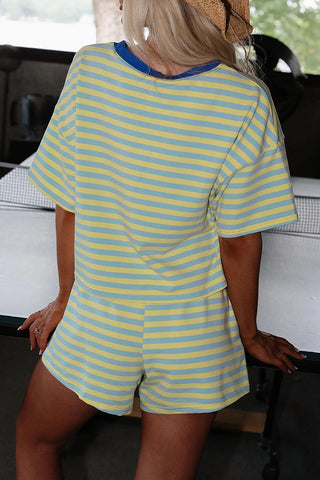 Stripe Trim Boxy Short Set
