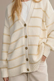 Striped Button-Front Cardigan