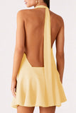 Halter Neck Flare Mini Dress