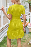 Eyelet Puff Sleeve Mini Dress