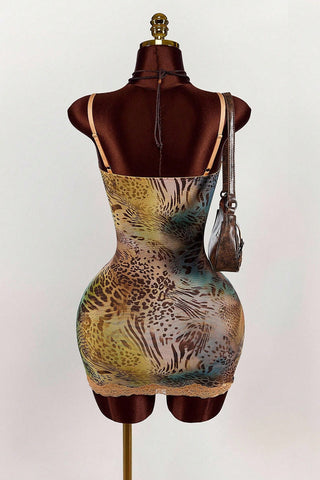 Leopard Print Lace Casual Dress