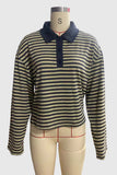 Striped Polo Long-Sleeve Tee