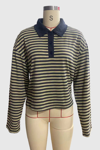 Striped Polo Long-Sleeve Tee