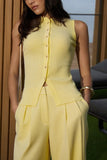 Button-Front Ribbed Tank Top