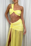 One-Shoulder Mesh Two-Piece Set