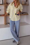 Striped Button-Front Long Sleeve Shirt