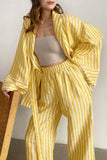 Striped Wrap-Front Pants Set