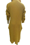 Button-Accent Knit Casual Dress