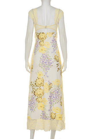 Floral Lace Trim Casual Dress