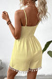 Tie-Front Tassel Hem Romper