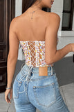 Strapless Floral Lace Bustier Top