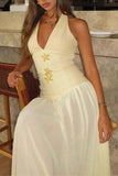 Halter Button-Accent Casual Dress