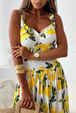Lemon Print Flowy Sleeveless Dress