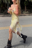 Asymmetrical Lace Trim Dress