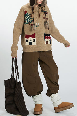 Festive Knit Sweater with Playful Patterns