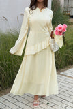 Long-Sleeve Ruffle Casual Dress