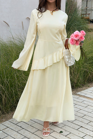 Long-Sleeve Ruffle Casual Dress