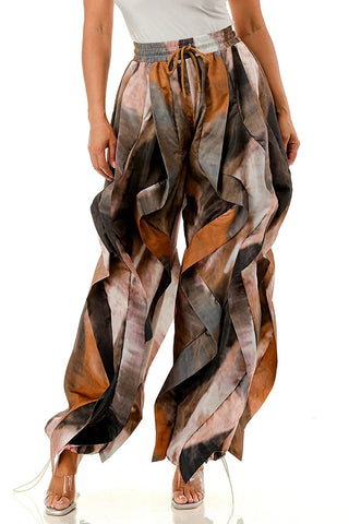 Artistic Flow Wide-Leg Casual Pants