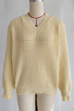 V-Neck Textured Knit Sweater