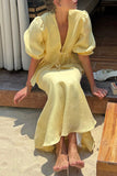 Tie-Front Puff Sleeve Skirt Set