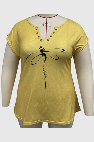 Dragonfly Graphic V-Neck T-Shirt