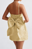 Elegant Bow-Back Evening Mini Dress