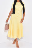Button-Front Casual Midi Dress