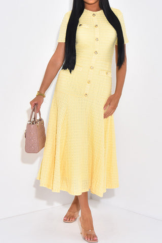 Button-Front Casual Midi Dress