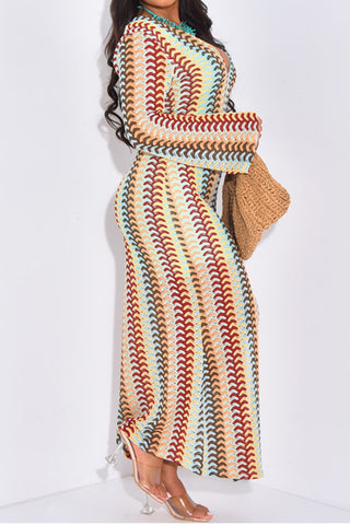 Elegant Long-Sleeve Casual Maxi Dress