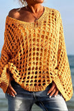 Open-Knit Off-Shoulder Sweater Blouse