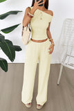 Off-Shoulder Top and Wide-Leg Pants Set