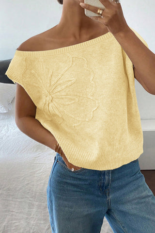 Off-Shoulder Floral-Patterned Sweater