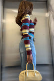 Striped Button-Front Cardigan