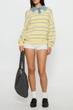 Striped Sweater with Contrast Collar